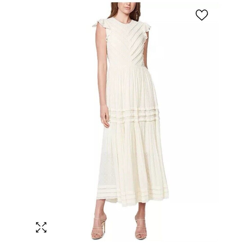 BARDOT women's Maberly Fil Coupé Tiered Maxi Dress In Ivory size 6